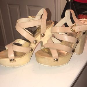 Strappy nude heel